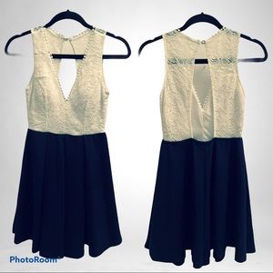 A’gaci Navy Blue White Lace Dress